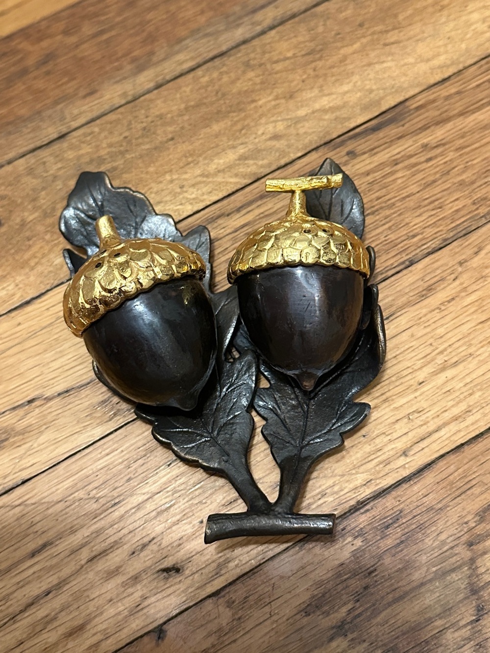 Vintage Michael Aram Acorn Salt & Pepper Shakers w/ Gold Accents